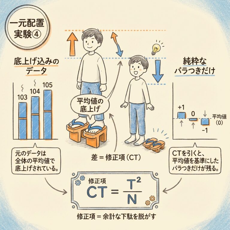 修正項（CT）とは？T²/Nの計算式を図解で理解する