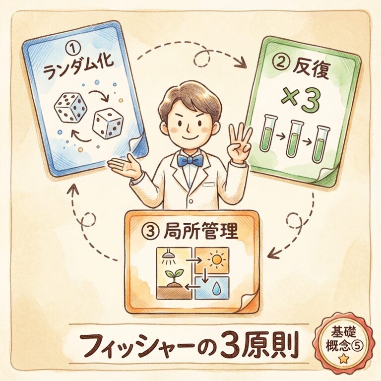 実験の3原則｜ランダム化・反復・局所管理を図解