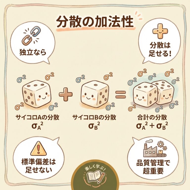 分散の加法性とは？分散は足せるのに標準偏差は足せない理由
