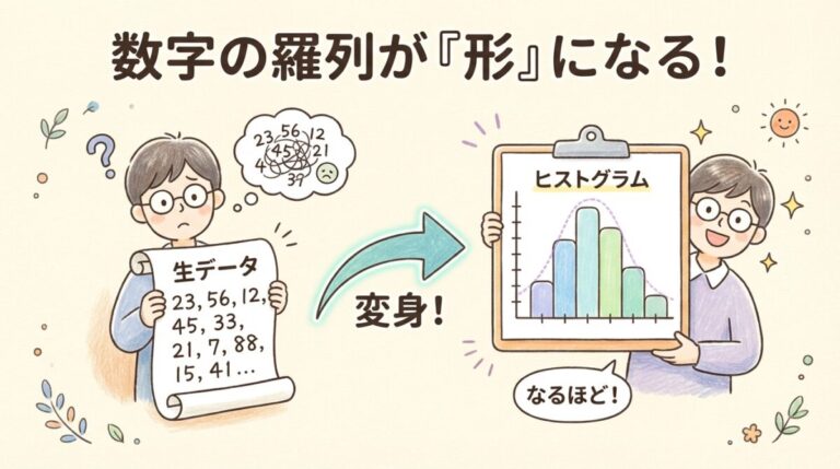 ヒストグラムとは？棒グラフとの違い・作り方・6つの形の見方を図解
