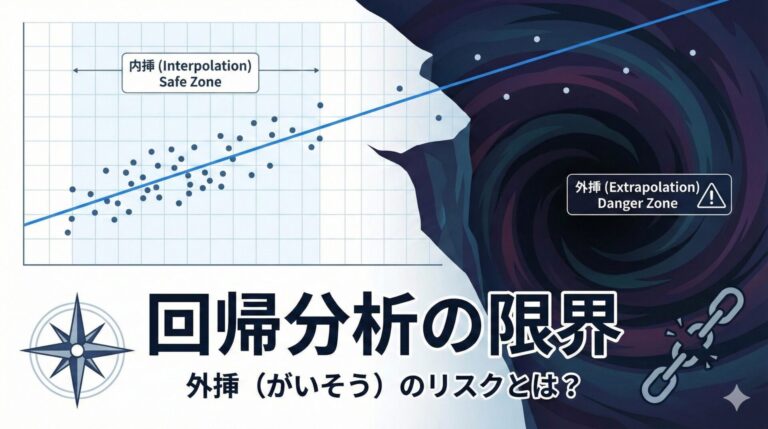 【統計学】回帰分析の限界とは？「内挿」は得意だが「外挿」は危険な理由