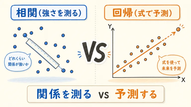 相関と回帰分析の基礎｜単回帰・散布図・相関係数を初心者向けにやさしく解説