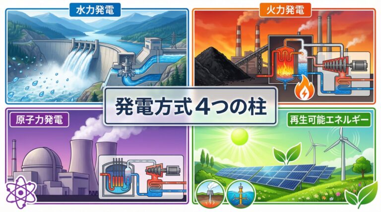【電験三種・電力】発電方式の全体像｜水力・火力・原子力・新エネの特徴比較で得点源にする