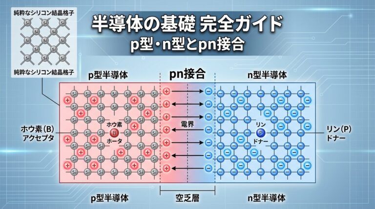 p型半導体とn型半導体の違いとは？pn接合をやさしく図解