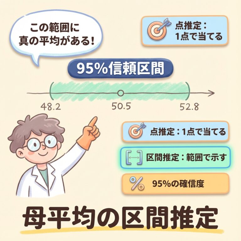 母平均の区間推定｜95%信頼区間の意味と計算方法