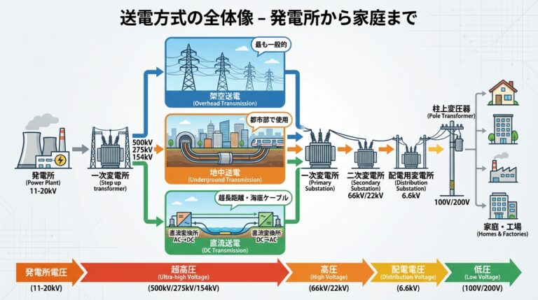 送電方式の全体像｜架空・地中・直流送電の比較完全ガイド