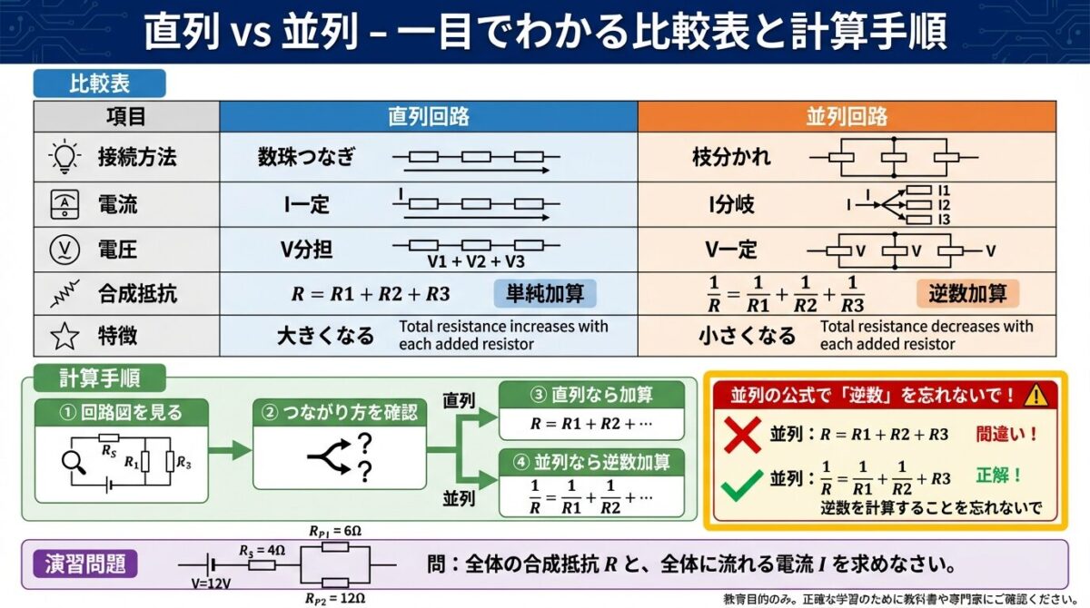 直列回路と並列回路の違い|合成抵抗の公式が一瞬で理解できる【直流回路 第2回】 - soloblog