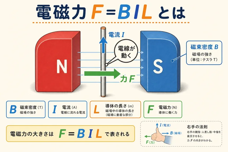 電磁力F=BILとは？モーターが回る仕組みを超やさしく図解