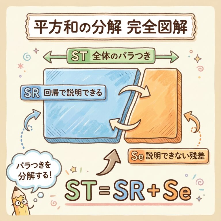 重回帰の平方和の分解｜SR, Se, ST の意味と求め方を完全図解