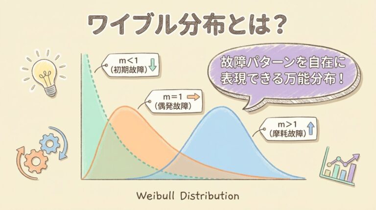 【図解】ワイブル分布とは？｜形状パラメータmで故障パターンを見抜く