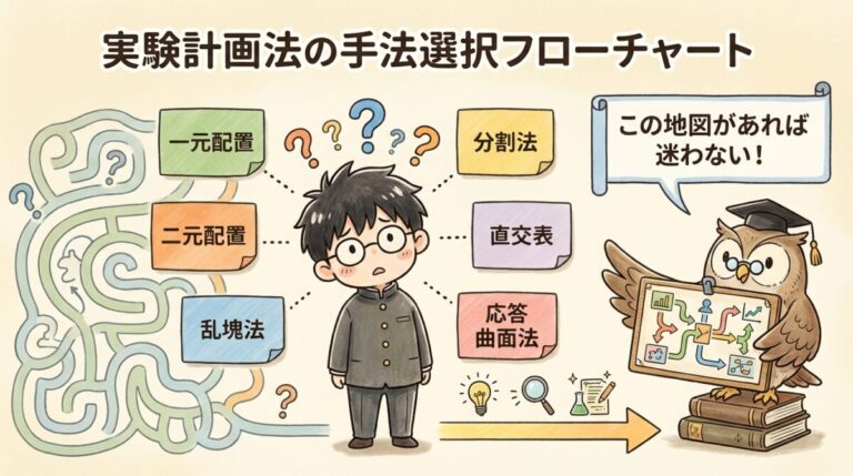 実験計画法の手法選択フローチャート｜「どの手法を使えばいい？」を一発解決