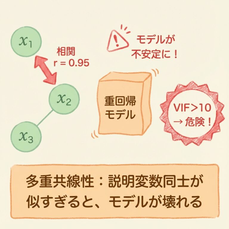 【図解】多重共線性（VIF）とは？｜重回帰がうまくいかない原因