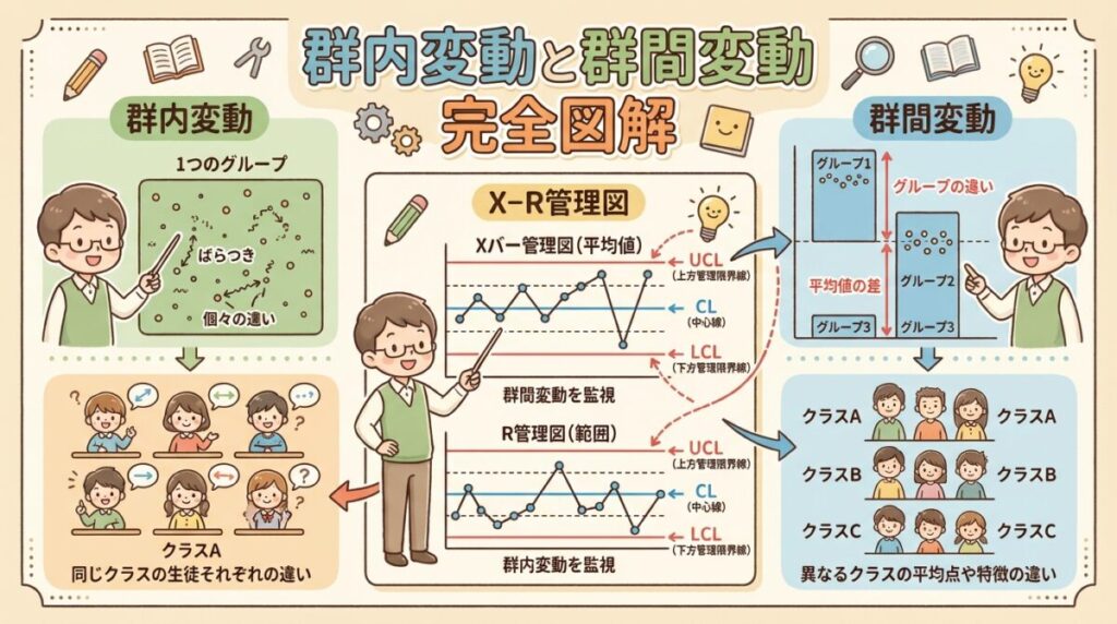 【QC検定】群内変動と群間変動|管理図で見る2種類のバラつきを完全図解 - soloblog