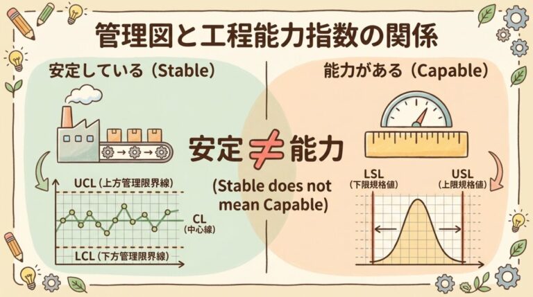 管理図と工程能力指数の関係｜「安定」と「能力」は別物！