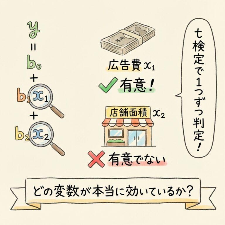 偏回帰係数のt検定｜どの変数が「効いている」か判定