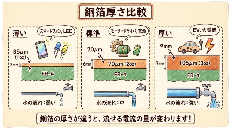 【完全図解】銅箔厚の選び方｜35μm・70μm・105μmの使い分け
