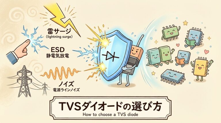 TVSダイオードとは？仕組みと選び方、クランプ電圧の見方｜選定計算ツール付き