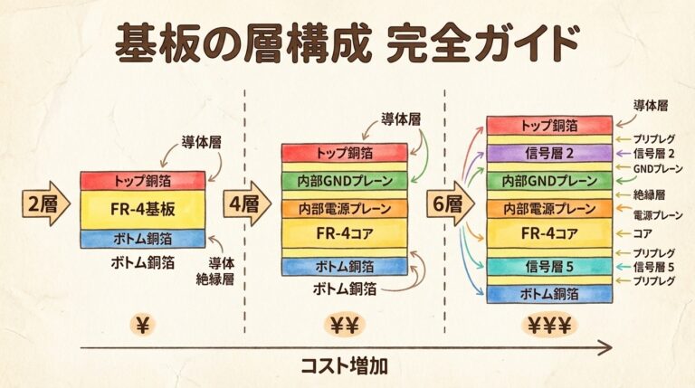 【完全図解】基板の層構成の決め方｜2層・4層・6層をどう使い分けるか