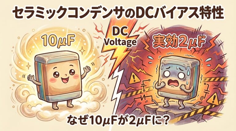 セラミックコンデンサのDCバイアス特性｜なぜ10μFが2μFになるのか？原因と選び方