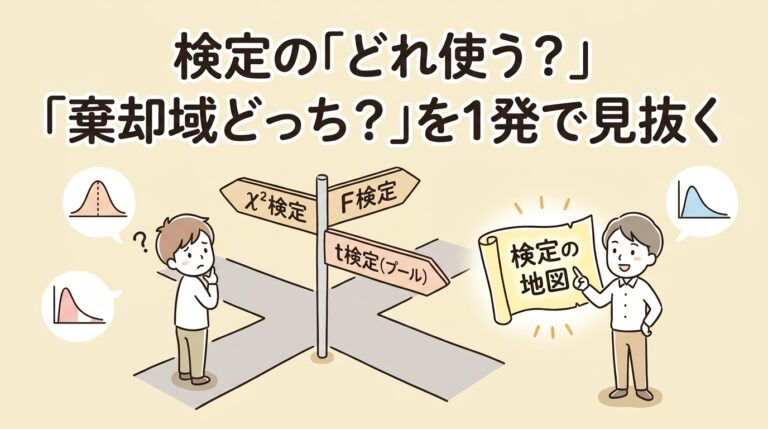 検定の「どれを使う？」「棄却域どっち？」を1発で見抜く｜4つの典型シナリオを横断攻略