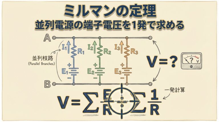 ミルマンの定理｜並列電源回路の端子電圧を一発で求める最強公式