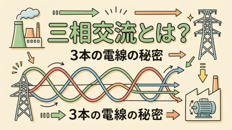 三相交流とは？仕組み・120°の意味・電線が3本で済む理由を図解