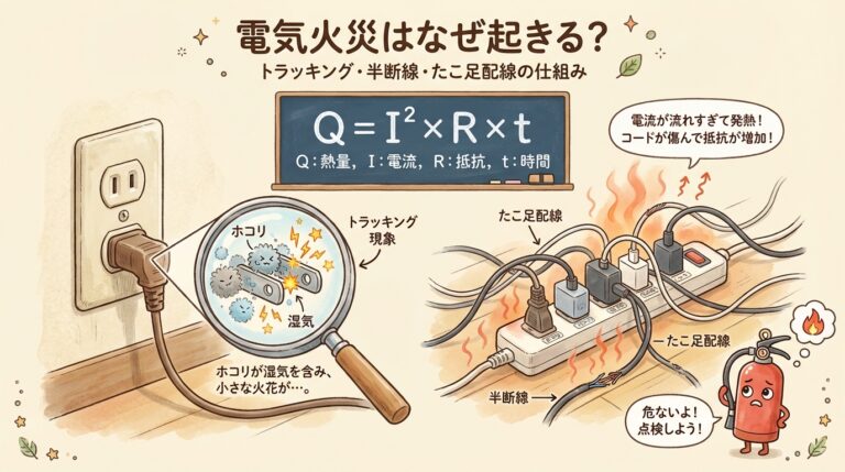 トラッキング現象とは？電気火災が起きる仕組みと対策を図解｜半断線・たこ足配線も危険度チェック