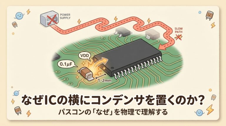ICの横にセラミックコンデンサを置く理由｜パスコンの役割を物理で理解する