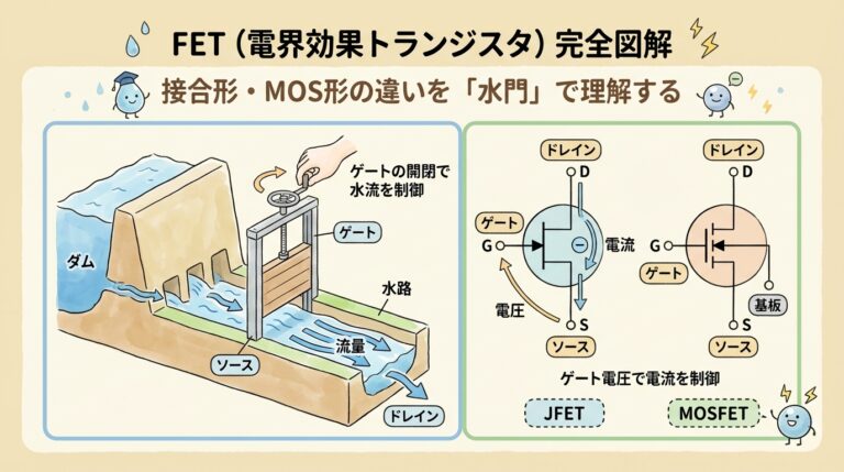 FET（電界効果トランジスタ）とは？接合形・MOS形の種類と動作原理を図解