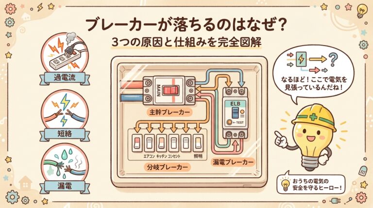ブレーカーが落ちる原因は3つ｜漏電・過電流・短絡の見分け方と復旧手順