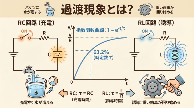 過渡現象とは？｜RC・RL回路の「スイッチを入れた瞬間」を完全図解