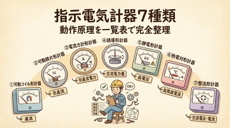 指示電気計器の覚え方｜7種類の動作原理を一覧表と過去問で整理
