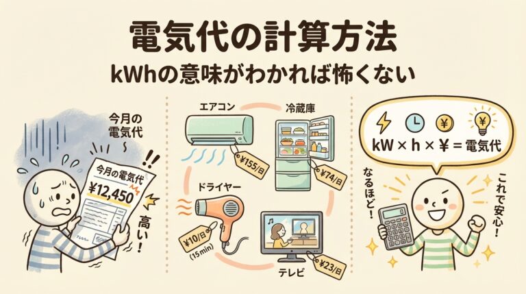 【完全図解】電気代の計算方法｜「kWh」の意味と「今月いくら？」がわかる計算式