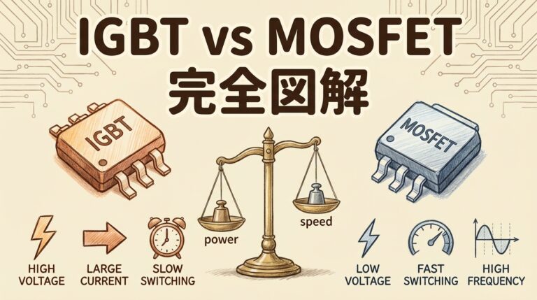 【完全図解】IGBT vs MOSFETの使い分け｜損失計算と選定フローチャートで「どっちを使うか」を即決する