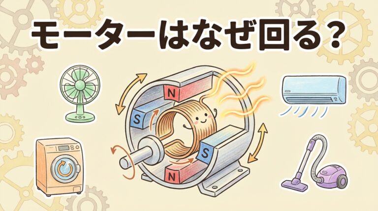 【完全図解】モーターはなぜ回る？｜洗濯機・扇風機の「回転する電気の力」を中学生でもわかるように解説