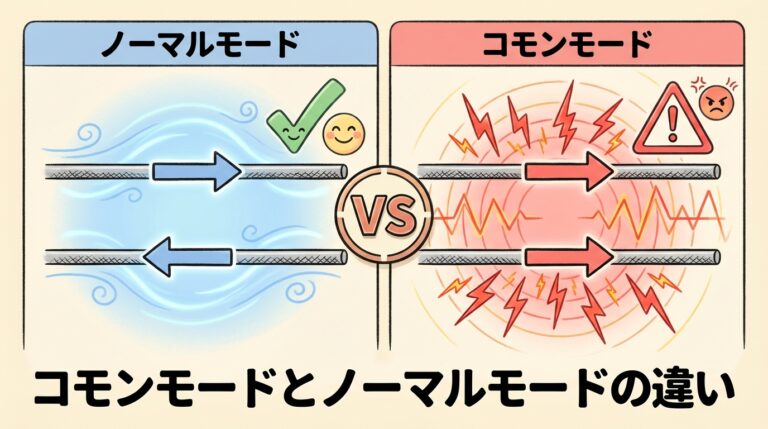 コモンモードノイズとノーマルモードノイズの違い｜「行きと帰りが同じ向き」が厄介な理由