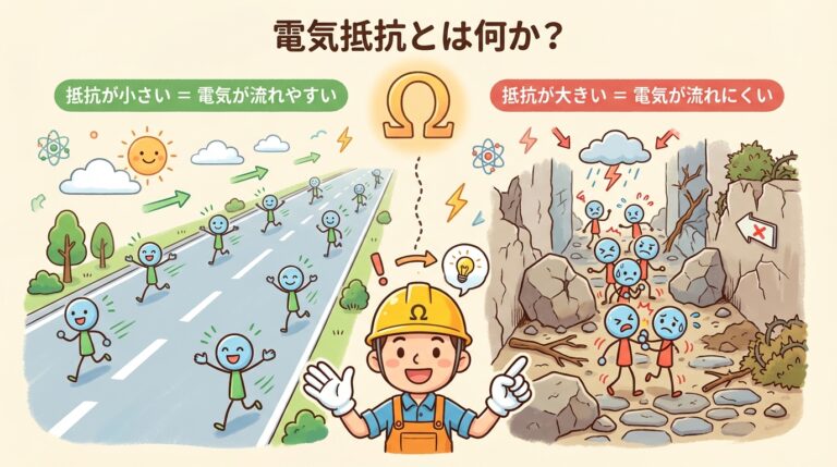 電気抵抗とは何か？「道の狭さ」で理解する抵抗の正体を図解