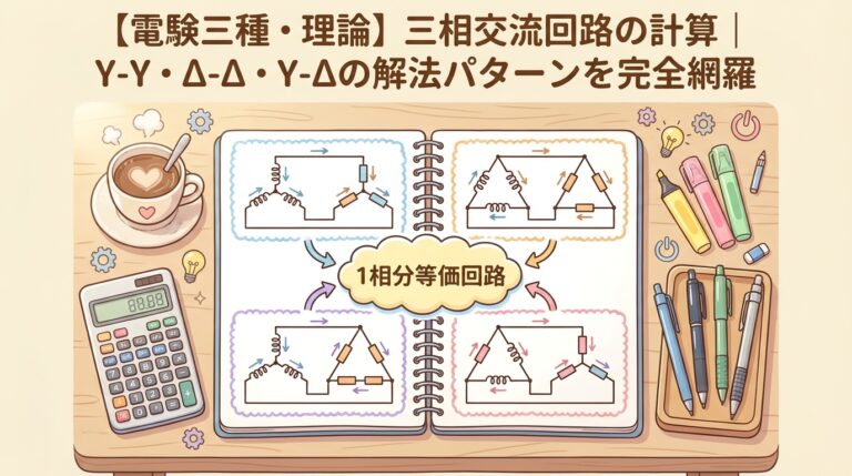 三相交流回路の計算方法｜Y-Y・Δ-Δ・Y-Δ・Δ-Yを1相分の等価回路で解く