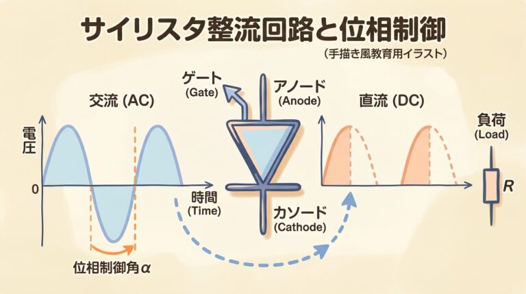 サイリスタ整流回路と位相制御｜制御角αで出力電圧はどう変わる？
