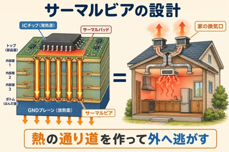 サーマルビアの設計｜放熱パッドからどう熱を逃がすか