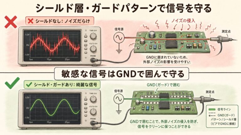 シールド層・ガードパターンとは？基板で微小信号をノイズから守る方法