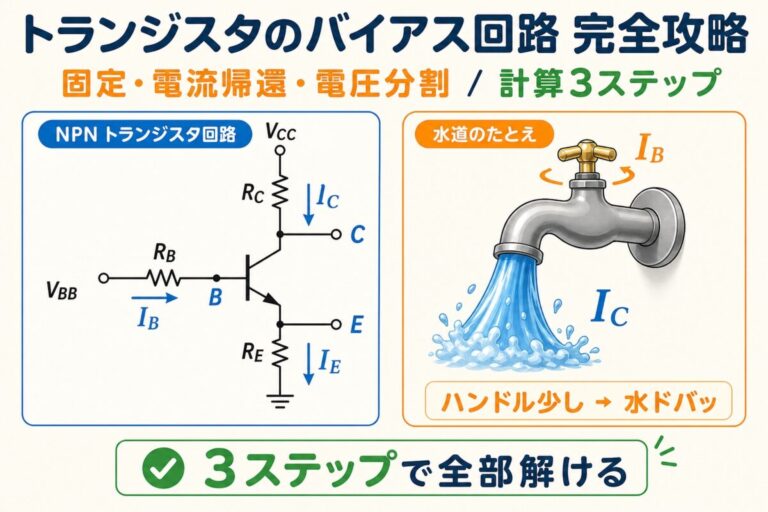トランジスタのバイアス回路の種類と計算｜固定・自己・電流帰還バイアスを図解
