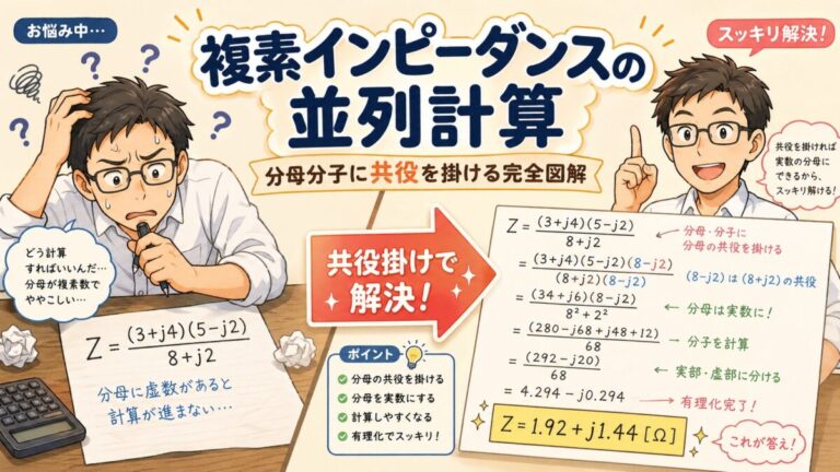 複素インピーダンスの並列計算｜「分母分子に共役を掛ける」テクニックを完全図解