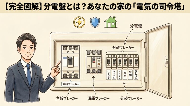 分電盤とは？中身の3つのブレーカーの役割と配電盤との違い・交換の目安を図解