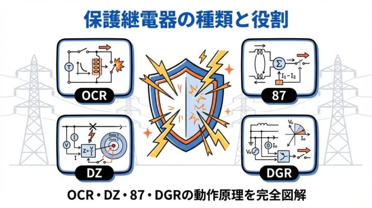 保護継電器の種類と役割｜OCR・DZ・87・DGRの動作原理と保護対象を完全整理