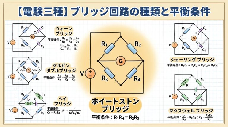 ブリッジ回路の種類と平衡条件｜ホイートストン以外のブリッジを総整理
