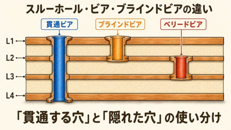 【完全図解】スルーホール・ビア・ブラインドビアの違い｜「貫通する穴」と「隠れた穴」の使い分け