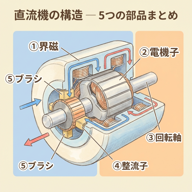 直流機の構造と原理|電機子・界磁・整流子の役割を完全図解【直流機 第1回】 - soloblog