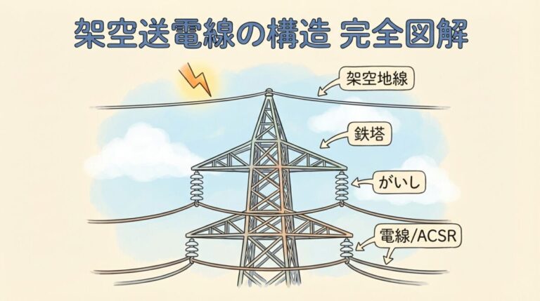 架空送電線の構造｜電線・がいし・鉄塔・架空地線を「鉄塔の上から下まで」完全図解