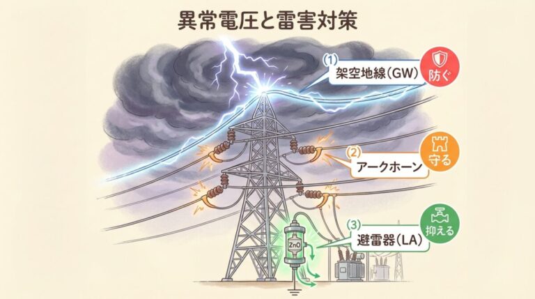 アークホーンとは？架空地線・避雷器との違いと雷害対策を比較表で図解